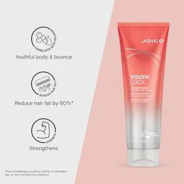 Joico YouthLock Conditioner Formulated With Collagen | Youthful Body & Bounce | Reduce Breakage & Frizz | Soften & Detangle Hair | Boost Shine | Sulfate Free | With Arginine | 8.5 Fl Oz