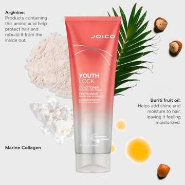 Joico YouthLock Conditioner Formulated With Collagen | Youthful Body & Bounce | Reduce Breakage & Frizz | Soften & Detangle Hair | Boost Shine | Sulfate Free | With Arginine | 8.5 Fl Oz