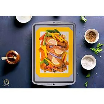 Silicone Baking Mat Set of 5-2 Half Sheets + 1 Quarter + 1 Round & 1 Square Silicone Mats for Baking - Nonstick Silicone Baking Sheet - Reusable Silicone Cookie Sheet & Silicone Baking Mats for Oven