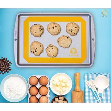 Silicone Baking Mat Set of 5-2 Half Sheets + 1 Quarter + 1 Round & 1 Square Silicone Mats for Baking - Nonstick Silicone Baking Sheet - Reusable Silicone Cookie Sheet & Silicone Baking Mats for Oven