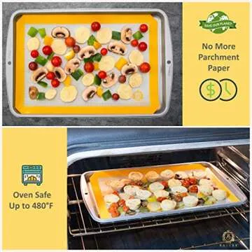 Silicone Baking Mat Set of 5-2 Half Sheets + 1 Quarter + 1 Round & 1 Square Silicone Mats for Baking - Nonstick Silicone Baking Sheet - Reusable Silicone Cookie Sheet & Silicone Baking Mats for Oven