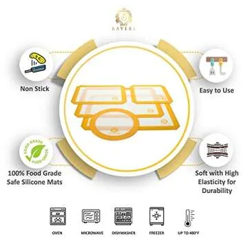 Silicone Baking Mat Set of 5-2 Half Sheets + 1 Quarter + 1 Round & 1 Square Silicone Mats for Baking - Nonstick Silicone Baking Sheet - Reusable Silicone Cookie Sheet & Silicone Baking Mats for Oven