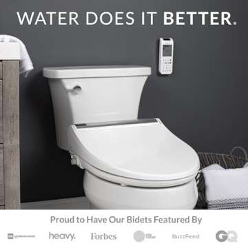 Bio Bidet BB2000 Bliss Electric Bidet Toilet Seat, Warm Water with Air Dryer, Heated Seat with Sensor and Slow Close Lid, Night Light, Remote Control, Elongated, White