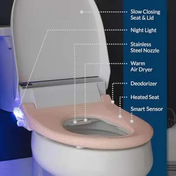 Bio Bidet BB2000 Bliss Electric Bidet Toilet Seat, Warm Water with Air Dryer, Heated Seat with Sensor and Slow Close Lid, Night Light, Remote Control, Elongated, White