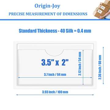 Origin-Joy 25 PCS Self-Adhesive Index Label Pockets, Clear Plastic Peel & Stick Card Holders with To...