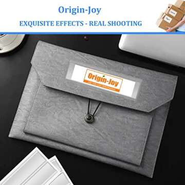 Origin-Joy 25 PCS Self-Adhesive Index Label Pockets, Clear Plastic Peel & Stick Card Holders with Top Open for Loading (3.5 x 2 inch)