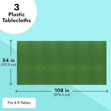 Sparkle and Bash 3 Pack Green Grass Plastic Tablecloths (54 x 108 in) for Golf Party or Hole in One Birthday Table Covers & Decorations - Plastic Tablecloth - Table Cover