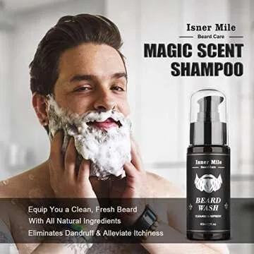 Isner Mile Beard Grooming Kit for Men Beard Care Kit with Beard Shampoo, Beard Oil, Balm, Brush, Comb, Scissors & Storage Bag Father's Day, Christmas & Birthday Gifts for Men Stocking Stuffers for Him