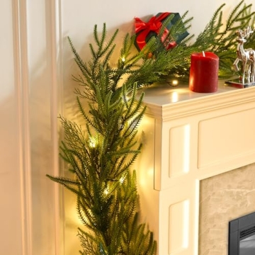 9FT Prelit Christmas Pine Garland with Lights