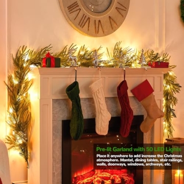 9FT Prelit Christmas Pine Garland with Lights