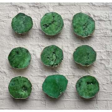 Grips by CRYSTALFY Green Druzy Quartz Raw with Openings Crystal Phone Grip Holder & Expanding Kickstand - Natural Gemstone Swappable Top Accessory for iPhone, iPad, Kindle & Mobile Devices