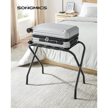 SONGMICS Foldable Luggage Rack for Guest Rooms - Black