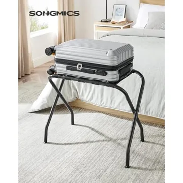 SONGMICS Foldable Luggage Rack for Guest Rooms - Black