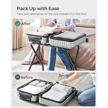 SONGMICS Foldable Luggage Rack for Guest Rooms - Black