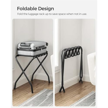 SONGMICS Foldable Luggage Rack for Guest Rooms - Black