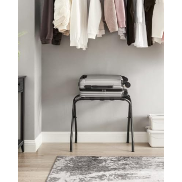 SONGMICS Foldable Luggage Rack for Guest Rooms - Black