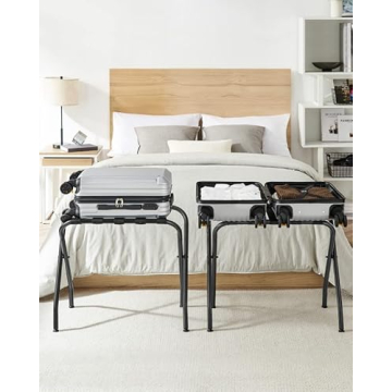 SONGMICS Foldable Luggage Rack for Guest Rooms - Black