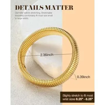 LYNYANIEE Gold Bangle Bracelets for Women 14K Gold Multilayer Bracelet Stack Set Stretch Wristband Bangles