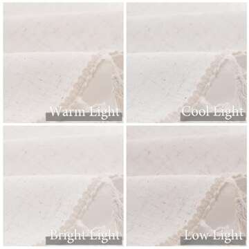 Natural Boho Linen Curtains 84 Inches Long 2 Panels Cream Beige Semi Sheer Curtains Tassel Rod Pocket Back Tab Top Light Filtering Neutral Farmhouse Curtain for Living Room Bedroom 38x84