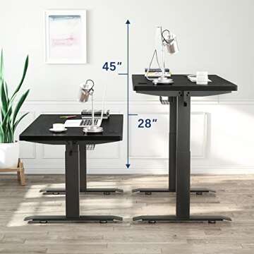 Molblly 40 x 24 Inches Standing Desk for Home Office,Electric Standing Desk with Black Frame & Black Top,Quick Assembly Ergonomic Stand up Desk
