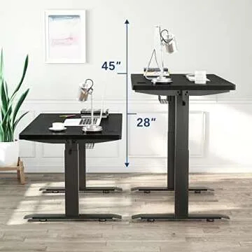 Molblly 40 x 24 Inches Standing Desk for Home Office,Electric Standing Desk with Black Frame & Black Top,Quick Assembly Ergonomic Stand up Desk