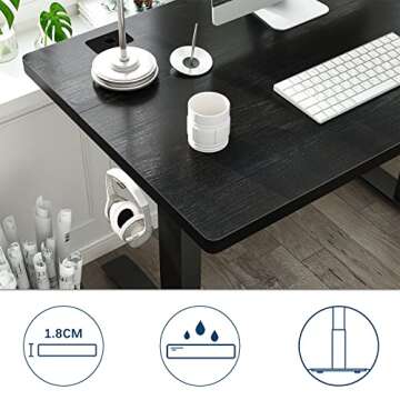 Molblly 40 x 24 Inches Standing Desk for Home Office,Electric Standing Desk with Black Frame & Black Top,Quick Assembly Ergonomic Stand up Desk