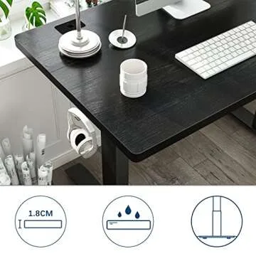 Molblly 40 x 24 Inches Standing Desk for Home Office,Electric Standing Desk with Black Frame & Black Top,Quick Assembly Ergonomic Stand up Desk