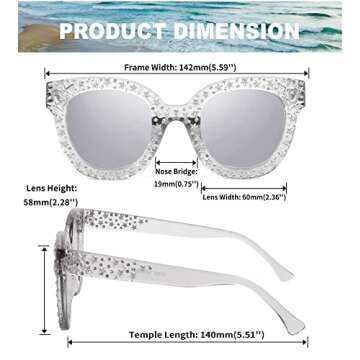 FEISEDY Women Vintage Rhinestone Sunglasses with UV400