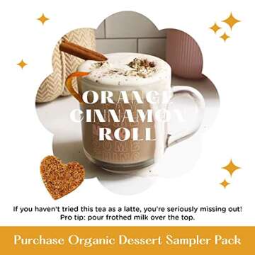 Tea Drops Organic Dessert Tea Sampler | Caffeine/Decaf Three Flavors Mix of Brand's Choice; Aloha Pineapple, Ginger Peach Cobbler, Orange Cinnamon Roll or Strawberry Shortcake | 15 Drops per Box