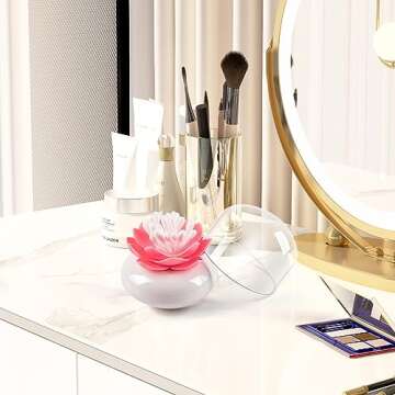 Bloss Lotus Cotton Swab Holder Q-tip Holder Cotton Bud Swabs Toothpick Organizer Dustproof Holder Ho...