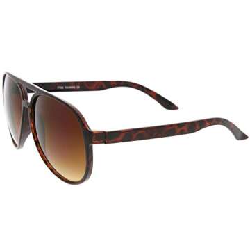 zeroUV Retro Large Plastic Aviator Sunglasses with Blue Light Driving Lens (T)
