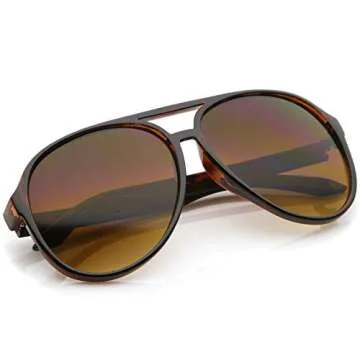 zeroUV Retro Large Plastic Aviator Sunglasses with Blue Light Driving Lens (T)