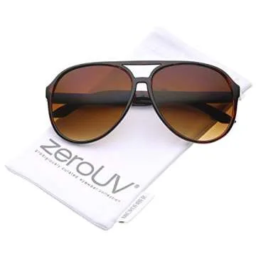 zeroUV Retro Large Plastic Aviator Sunglasses with Blue Light Driving Lens (T)