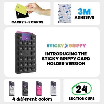StickyGrippy Suction Phone Card Holder Mount, Phone Wallet, Silicon Adhesive Phone Accessory for iPh...