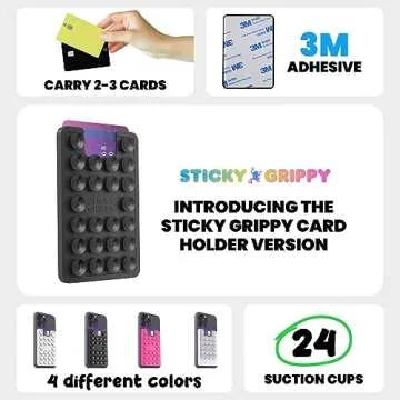 StickyGrippy Suction Phone Card Holder Mount, Phone Wallet, Silicon Adhesive Phone Accessory for iPh...