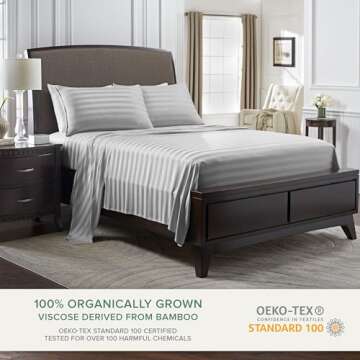 King Sheets by Pure Bamboo, Genuine 100% Organic Viscose Derived from Bamboo Bed Sheet Set, Luxuriou...
