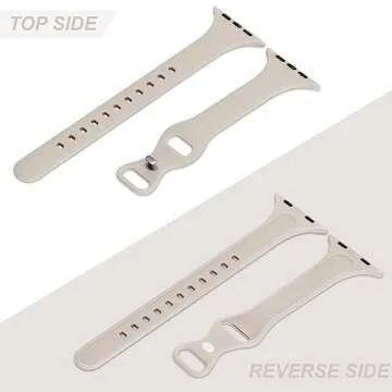 STG Sport Band Compatible with Apple Watch 38mm 40mm 41mm 42mm 44mm 45mm, Soft Silicone Slim Thin Narrow Replacement Strap Compatible for iWatch SE Series 7/6/5/4/3/2/1 (Starlight, 38mm/40mm/41mm)