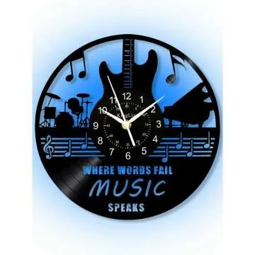 Vinyl Guitar Wall Clock with LED Illusion - 12 Inch