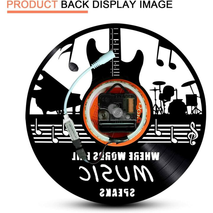 Vinyl Guitar Wall Clock with LED Illusion - 12 Inch