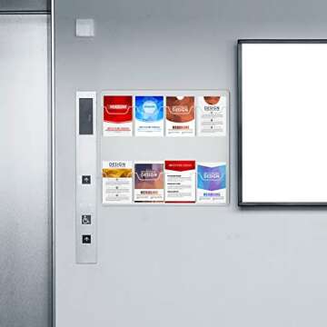 4 Pcs Acrylic Brochure Holder Wall Mount Pamphlet Holder Clear Plastic Brochure Display Stand Trifold Flyer Multi Slot Hanging Wall Holder Rack for Flyer Literature Booklet Offices (8 Pockets)