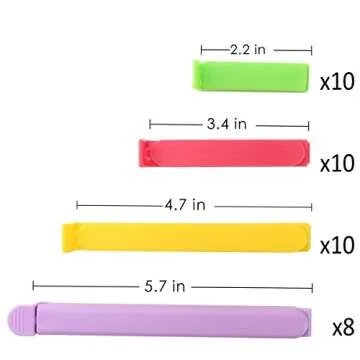 ANPHSIN Set of 38 Plastic Chip Clips Bag Sealing Clips for Food and Snack Storage (2.3 in, 3.6 in, 5 in, 6.3 in)