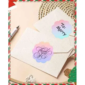 Wonlabel Flower 2 x 2 Thermal Labels, Multipurpose Round Thermal Sticker Labels for Business and Home, Circle Direct Thermal Labels for DIY Logo Design, Thanks Card, 500 Labels/1 Roll, 3 Color