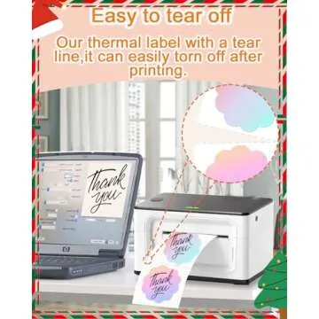 Wonlabel Flower 2 x 2 Thermal Labels, Multipurpose Round Thermal Sticker Labels for Business and Home, Circle Direct Thermal Labels for DIY Logo Design, Thanks Card, 500 Labels/1 Roll, 3 Color