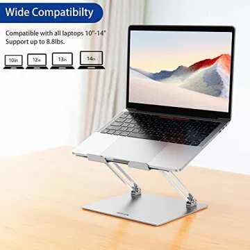 BESIGN LS10 Aluminum Laptop/Computer Stand, Ergonomic Adjustable Notebook Stand, Riser Holder, Compatible with Air, Pro, Dell, HP, Lenovo More 10-14" Laptops, Silver