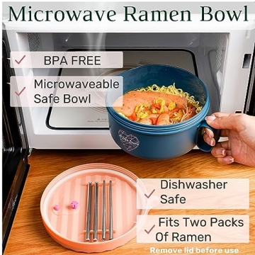 AI LOVE PEACE Microwave Ramen Bowl, Noodle Bowl, Portable Ramen Cooker, Instant Ramen Noodle Bowls, Microwave Pasta Cooker,Microwave Safe Soup Bowl,Dorm Microwave Ramen Pot, BPA Free(Pink)