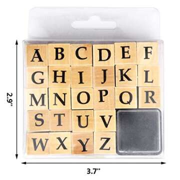 Wooden Rubber Stamps, Miayon 52Pcs Vintage Wood Letter Stamps Alphabet Stamps for Card Making DIY Cr...