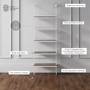 Nathan James Theo 5-Shelf Modern Bookcase for Stylish Storage