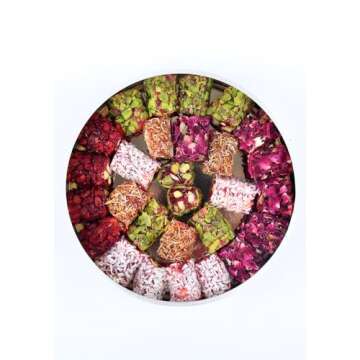 Pistachio Turkish Delight - Zaitoune Pomegranate and Rose Turkish Delights Candy Gift Assortment - Authentic Handmade Turkish Lokum - Middle Eastern Sweets Gift Box (250G)