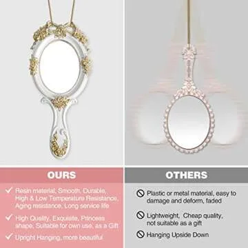 Taywes Vintage Handheld Mirror - Elegant Flower Design