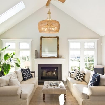 Gold Rattan Chandelier: 5-Light Boho Dining Room Fixture